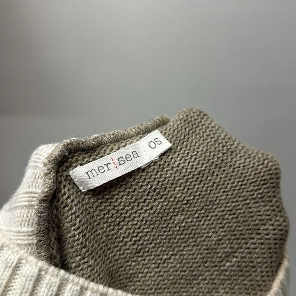 Mersea The Libson Traveler Sweater Knit Top Blouse Mock Neck Brown Tan Cream OS - Picture 9 of 10